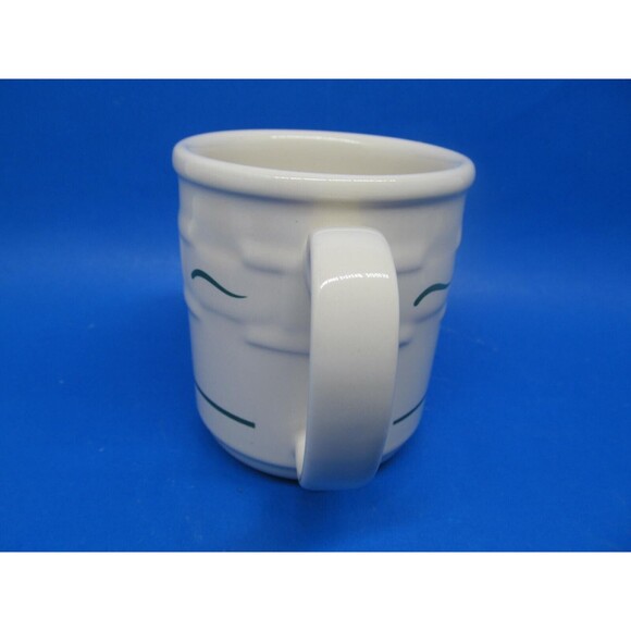 Longaberger Woven Traditions Green On White Coffee Mug 4" H X 3 1/2" W VGC - Picture 4 of 8